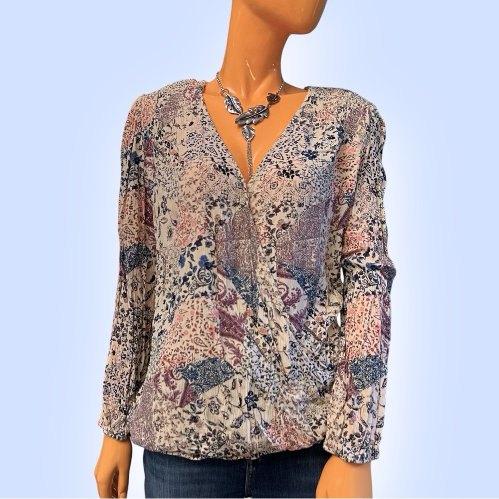 KNOX ROSE Surplice V Neck Boho Floral Top